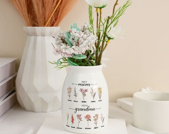 Vaso di fiori personalizzato per la prima mamma ora nonna, vaso di fiori da giardino personalizzato della nonna, vaso di fiori con nome nipote personalizzato, regalo per la festa della mamma