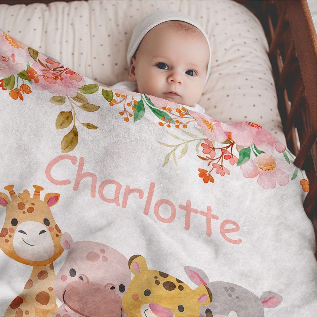 Personalized Name Blanket for Baby Custom Flannel Blanket Stroller Blanket Swaddle Gift Bedding