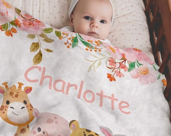 Couverture avec prénom personnalisé pour bébé Couverture en flanelle personnalisée Couverture pour poussette Cadeau à emmailloter Literie Cadeau de naissance pour nouveau-né et enfant