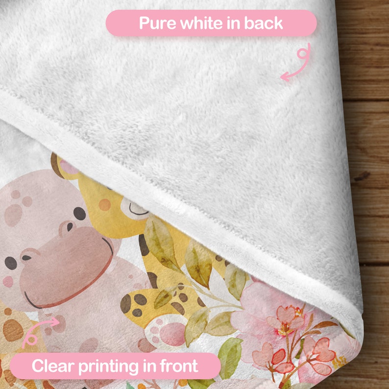 Personalized Baby Blanket Custom Blankets for Kids Animal Baby Blanket Blanket for Newborn Stroller Blanket Swaddle Gift Bedding Baby Gift image 5