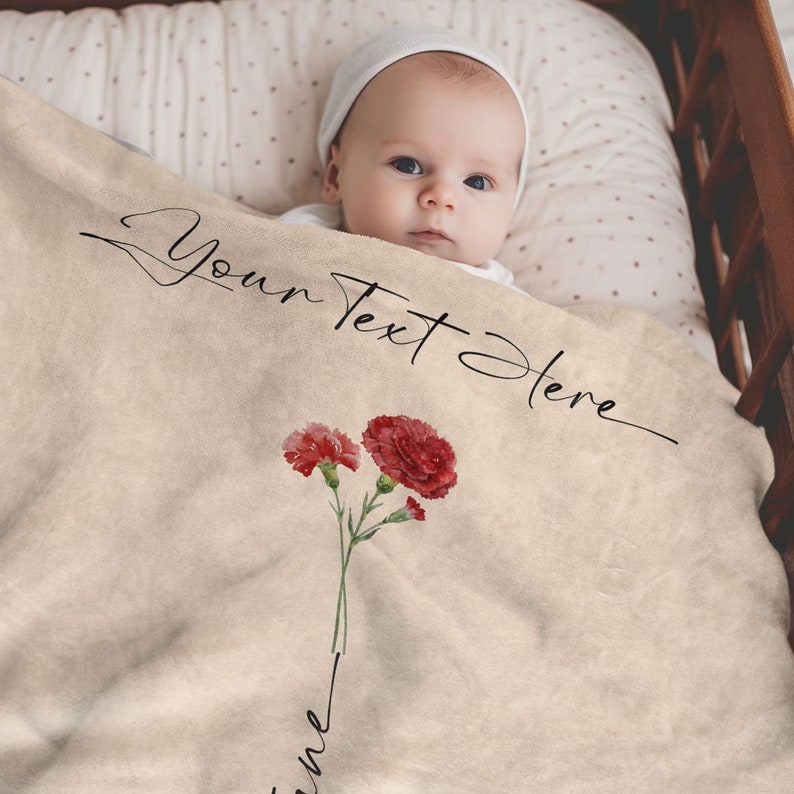 Personalised Birth Flower Blanket Mom Blanket With Kids Custom Etsy UK