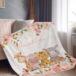 Personalized Baby Blanket Custom Blankets for Kids Animal Baby Blanket Blanket for Newborn Stroller Blanket Swaddle Gift Bedding Baby Gift image 9