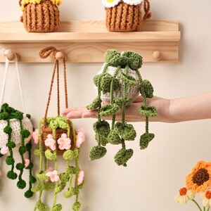 Crochet Flower Car Mirror Charm Handmade Flower Plant Hanger Cute Car Accessory Rearview Mirror Decor Woven Gift for Her Birthday Gift