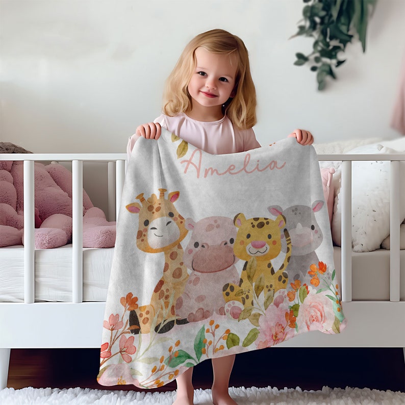 Personalized Baby Blanket Custom Blankets for Kids Animal Baby Blanket