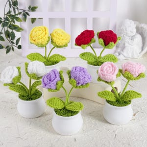 Crochet Rose Flower,Finished Handmade Flowers,Wedding Accessories,Personalized Gift for Lover,Home Decoration,Desk Decoration, Knitted Rose
