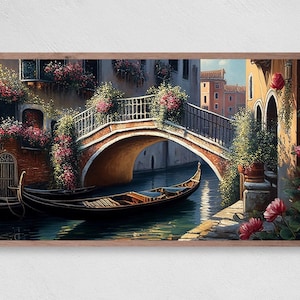 Samsung Frame TV Art, Venice Italy Gondola Oil Painting, Samsung Art TV, Digital Download for Samsung Frame, Digital Download