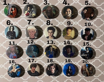 emo, goth movie character pins. Jennifers body, The craft, twilight, Lisa frankenstein, Matthew Lillard