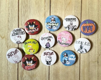 Nu metal, emo, punk Cartoon Pins. kittie, slipknot, limp bizkit