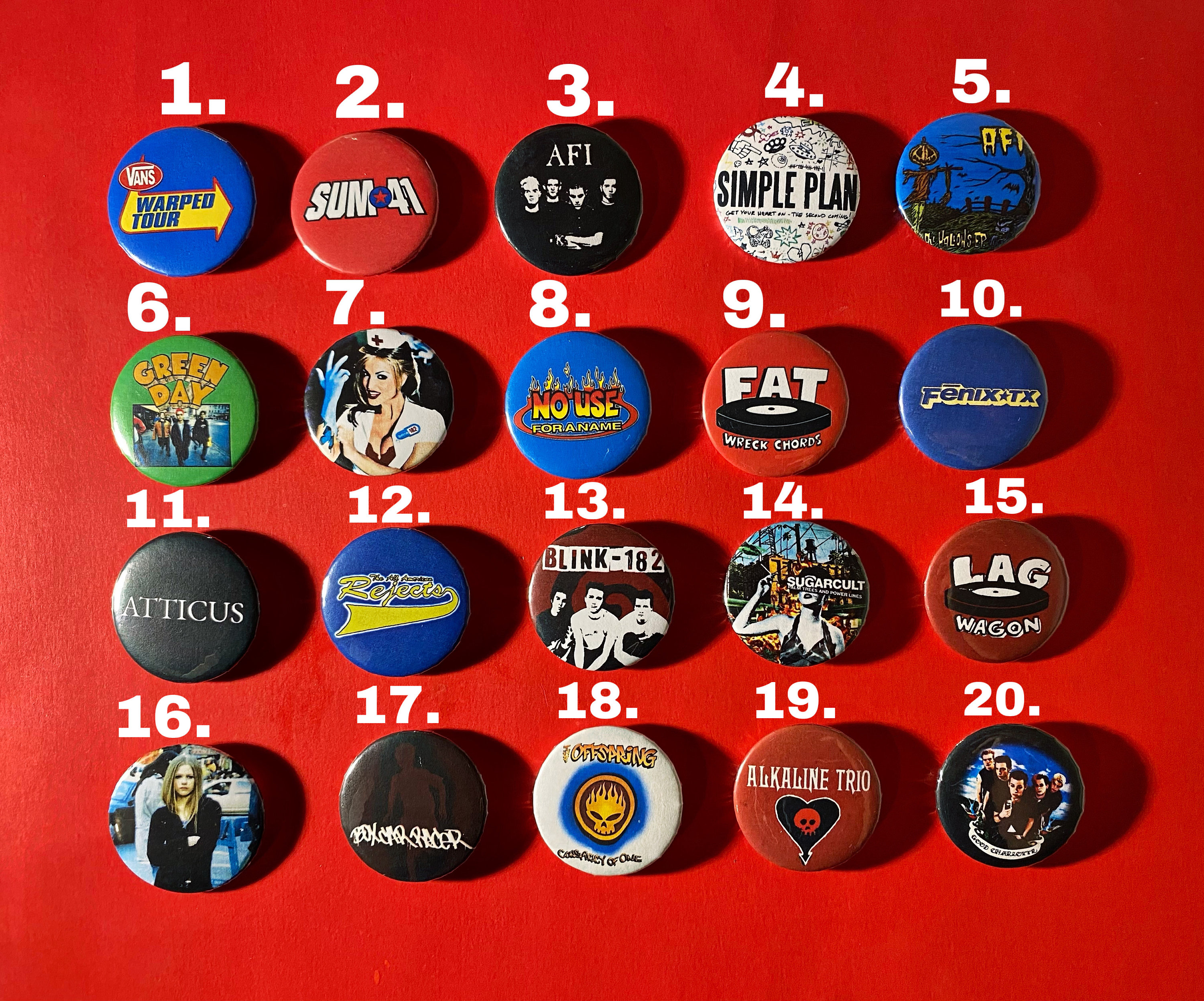 Pop punk blink-182 2000’s pins