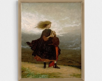 Vintage Ireland Woman Portrait | Moody Landscape Wall Art Print | Irish Décor Gift | Johnson The Girl I Left Behind Me