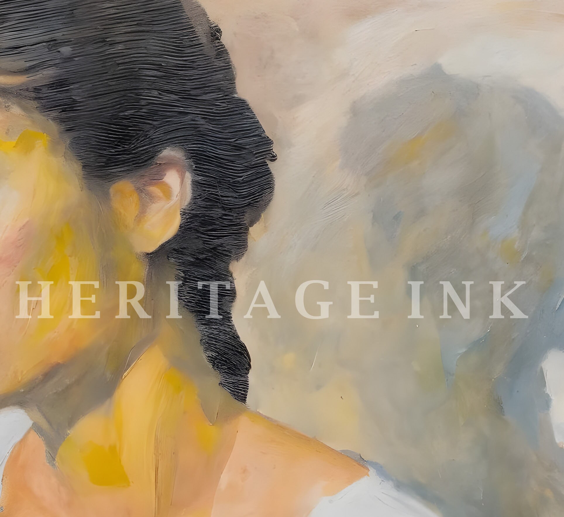 Vintage Woman Portrait Oil Painting | Neutral Art Print (digital ...