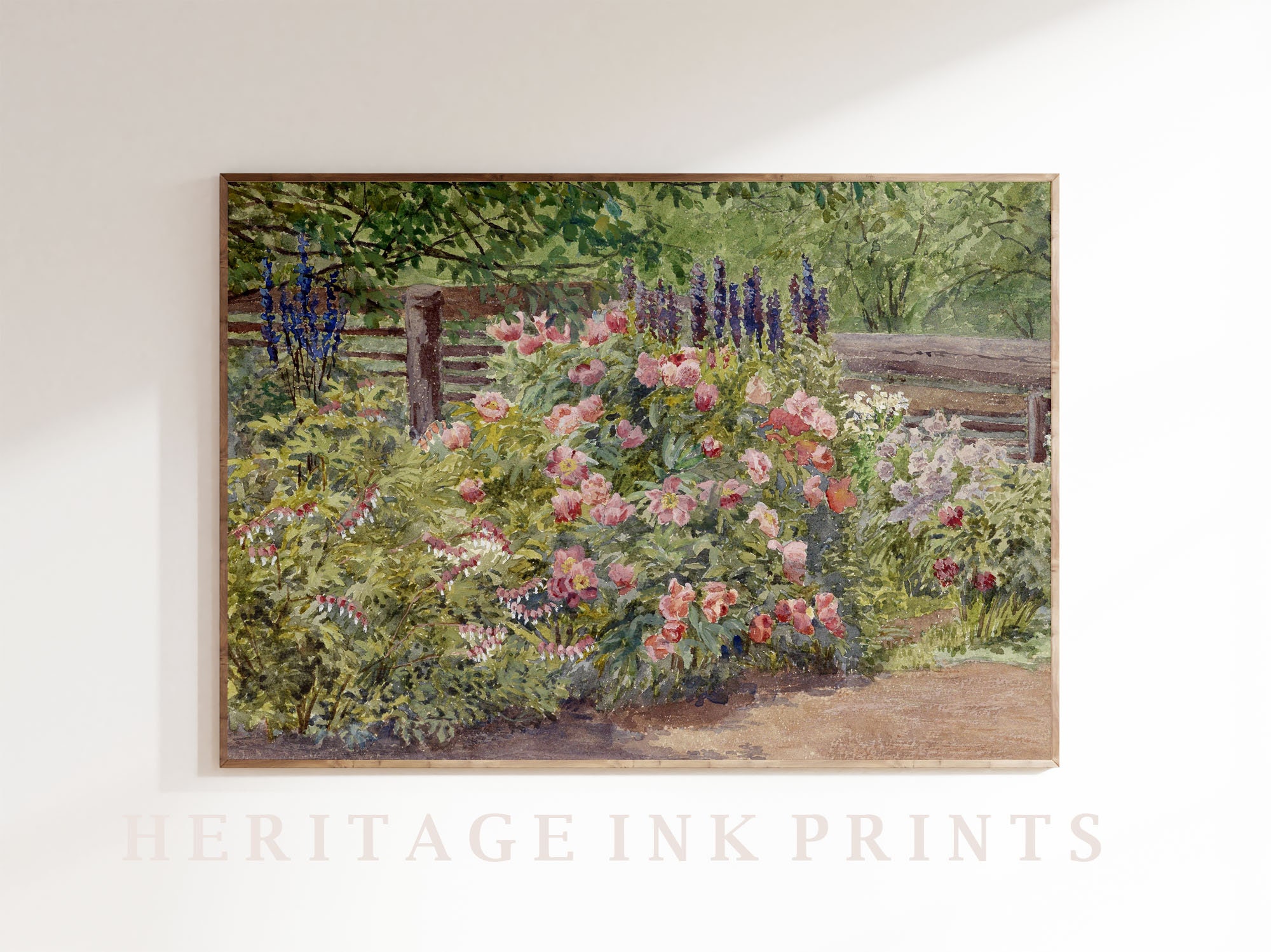 Vintage Floral Oil Painting Print | Colorful Flower Garden Landscape ...