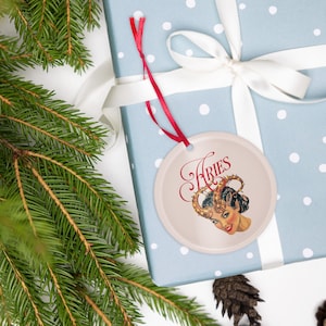 Aries Zodiac Christmas Ornament Vintage Aesthetic - Astrology Holiday Gift - Stocking Stuffer Gifts For Her - Star Sign Ornament