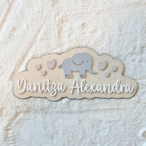 Elephant Nursery Decor Door Sign Wood Animal Name Sign  Boho Animal Plaque Boho Nursery Decor Name Sign Shower Decor Birthday Neutral Decor