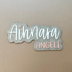 Targhetta con nome bambino 3D personalizzata, grande in legno sopra la culla, decorazione a strati, targhetta con nome ritagliato, targhetta con nome della cameretta dei bambini, targhetta con nome del bambino