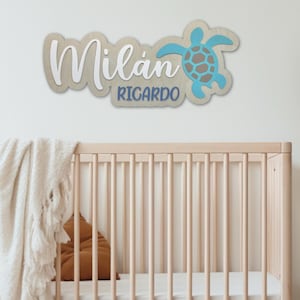 Turtle Name Sign, Ocean Nursery Decor, Wooden Baby Name