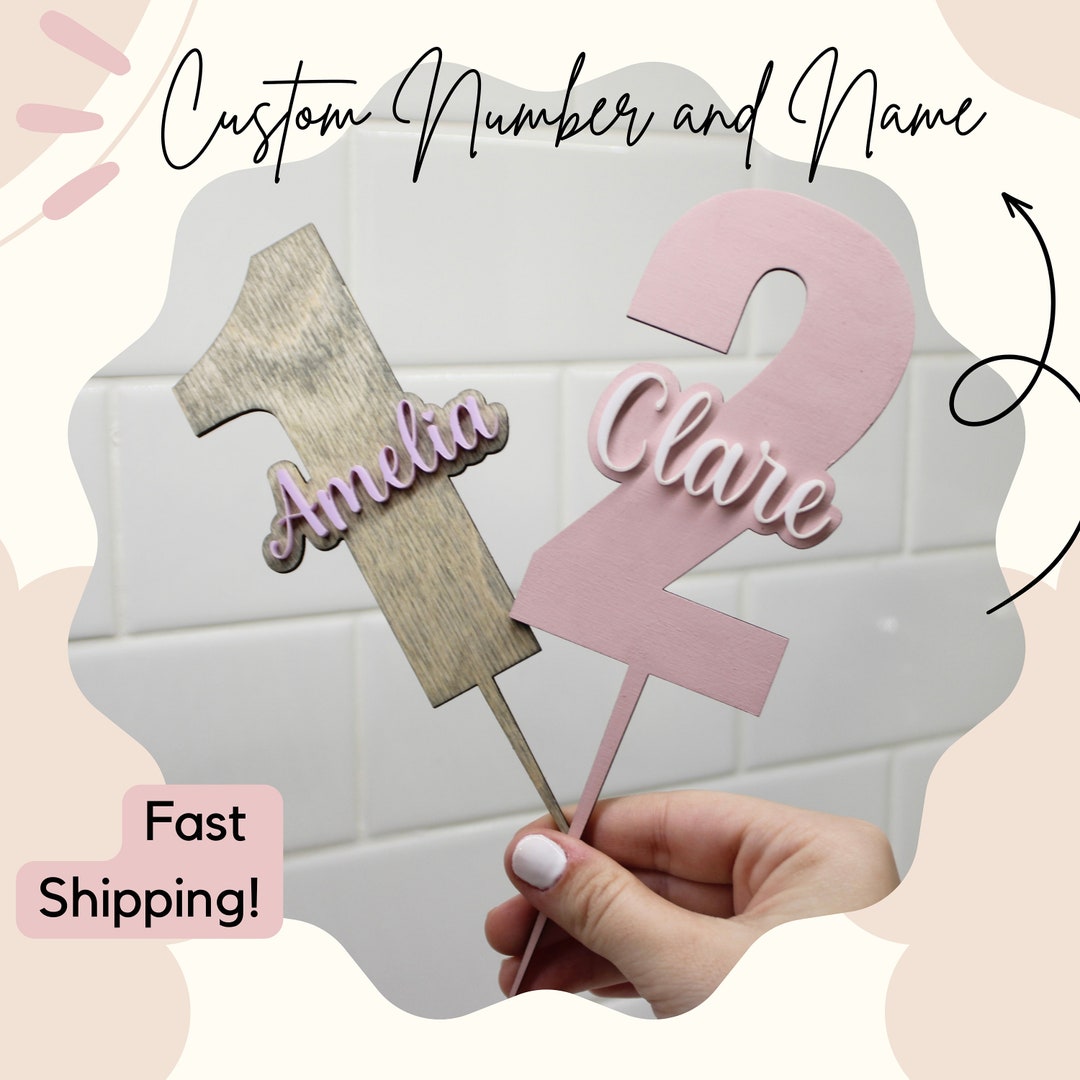 Birthday Number Custom Name Cake Topper Custom Year 3D Acrylic Cake ...