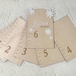 Custom Houten Groeimeter Boho Madeliefje Bloem Groei Hoogtemeter Meetlat Heerser Groeimeter Liniaal Kinderkamer Decor Verjaardagscadeau