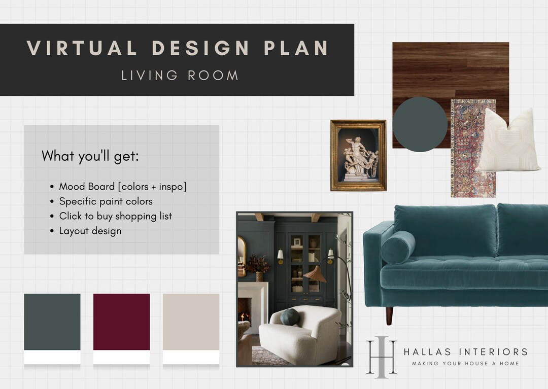 Virtual Living Room Interior Design Custom Living Room Etsy