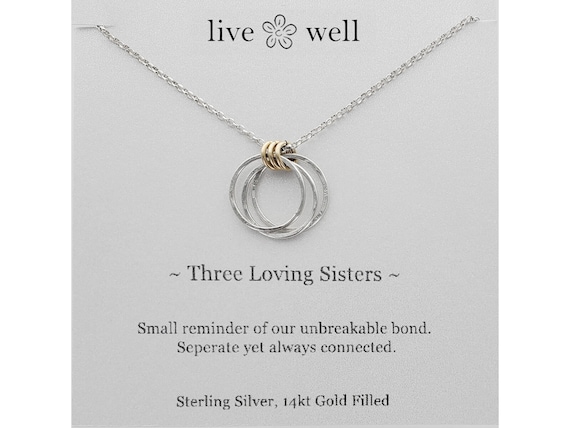 Three Sisters Necklace, Sterling Silver, 14k Gold Filled, Sisters Necklace,  Meaningful, Sisters, Friends, Inspirational, Strong Women