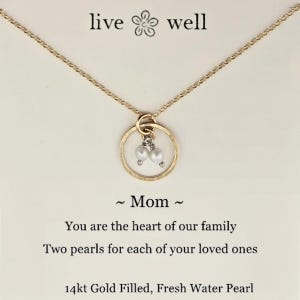 Mothers Love Two Pearls Necklace, Mothers Necklace, 14k Gold Filled, Pearls, Gift For Mom, Gratitude for Mom, Keepsake, Gift For Wife