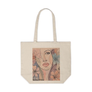 Boho Canvas Tote Bag, Simple and Elegant Cotton Reusable Shopper, Eco-Friendly Shoulder Bag, Market Tote, Grocery Bag, Beach Bag