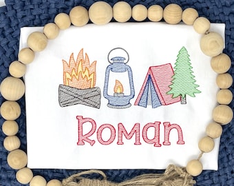 Boys Personalized Shirt, Camping Shirt, Campfire, Gift for Boy, Bonfire Shirt