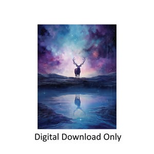 Mystical Landscape Digital Print | Cosmic Nature Art | Fantasy Animal-Themed  | Gift for Nature Lovers