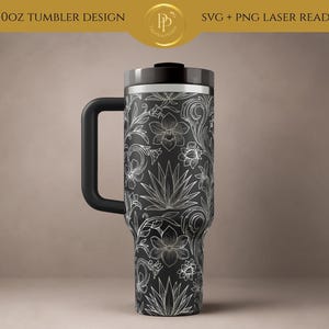 Elegant Gothic Botany Desert Bloom Paisley Seamless 40oz Laser Engraving Wrap SVG Vector Pattern