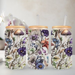 Gothic Floral Tumbler Wrap: Enchanted Forest Design (PNG Digital Download)
