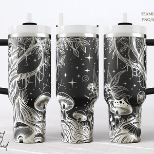 Mushroom Forest Fairy Tumbler Wrap SVG, Cottagecore Laser Engraved Node Optimized File