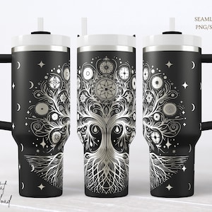 File SVG per rivestimento di bicchieri con Albero della Vita, nodo celeste inciso al laser, file ottimizzato per stile stregonesco