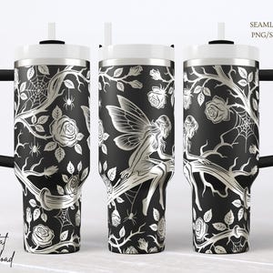 Gothic Fairy Tumbler Wrap SVG, Dark Romance Laser Engraved Node Optimized File