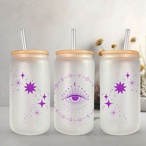 Envoltura para vaso de mal de ojo celestial: Sublimación de lata de vidrio de 16 oz (descarga digital)