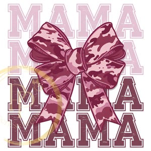 Mama Camo Coquette Bow PNG Sublimation Download, Old School Camo png, Girls Camo Bow png, Retro Hunting Sublimation, Coquette Bow png
