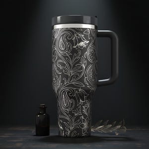 Gotisk botanik Paisley sammanvävd gobeläng sömlös 40oz lasergravyr Wrap SVG vektormönster