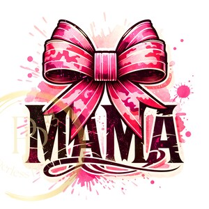 Mama Camo Coquette Bow PNG Sublimation Download, Old School Camo png, Girls Camo Bow png, Retro Hunting Sublimation, Coquette Bow png