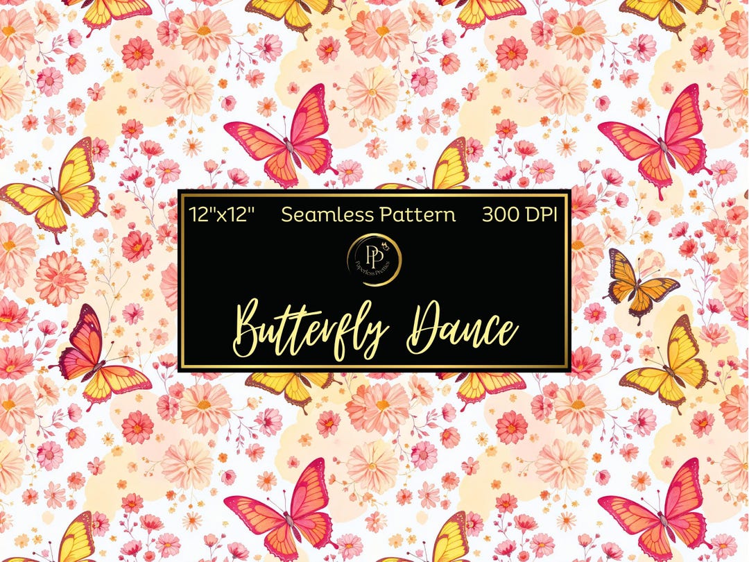 Watercolor Butterfly and Wildflower Seamless Pattern, Digital Paper ...