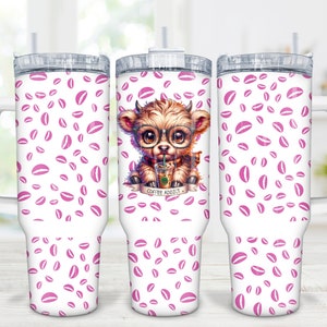 Funny Coffee Quote Highland Cow 40oz Tumbler Sublimation Design, Funny Sublimation digital wrap, Coffee Tumbler Design PNG