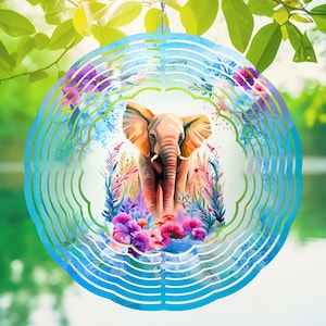 Elephant Watercolor Splash Wind Spinner Sublimation Design, Printable Wind Spinner Design, Outdoor Décor, Home Décor, PNG Digital Download