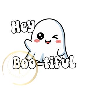 Hey Boo-tiful PNG: Kawaii Halloween Sublimation Design (Digital Download