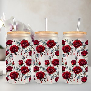 Bleeding Heart Roses Tumbler Wrap: Gothic Red Roses Design (Digital Download)