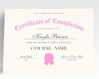 Certificate Of Completion Template, Nail Esthetician Lash Artist Certificate, Editable Training Certificate, Training Course Award Beauty