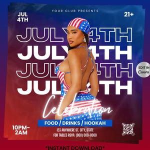 4th of July weekend party flyer, 4th of July party flyer, Independence Day flyer, Nightclub flyer, Day Party flyer, Social Media flyer