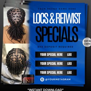 Locs specials flyer, Dread locks flyer, Hair specials flyer, Locs and Retwist flyer, Hair Loctician, Hair stylist