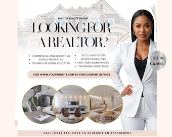 DIY Realtor Flyer Template, Real Estate Marketing (Canva, Digital Download)