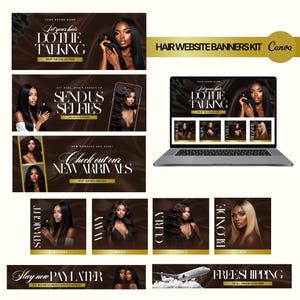 DIY Hair Website Design, Hair Website Template, Premade Shopify Website, Hair Banners, Canva Hair Website, Luxury Hair Extensions Website