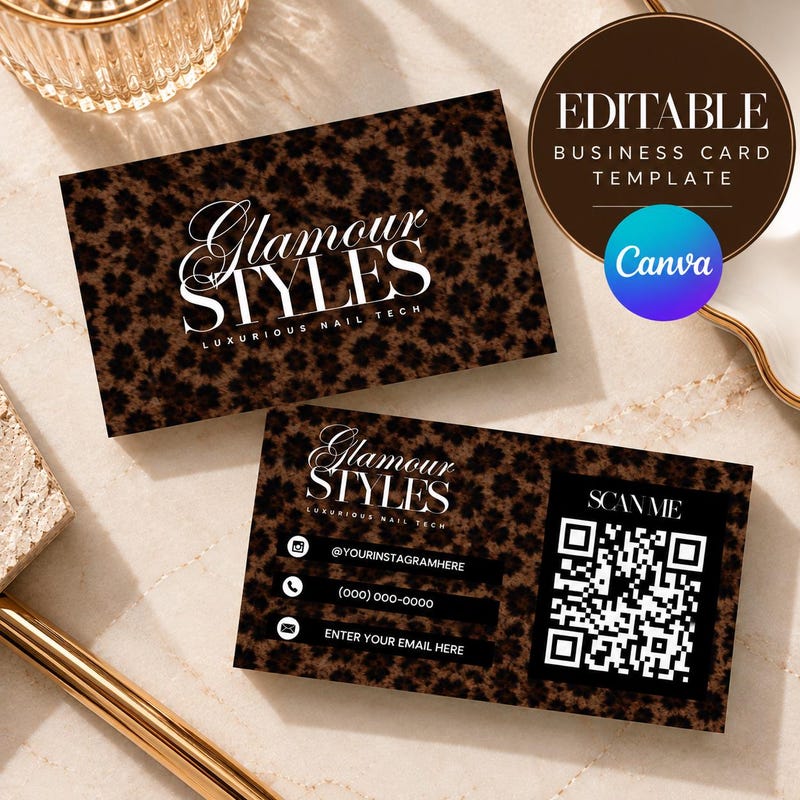 Cheetah Nail Cards - Etsy