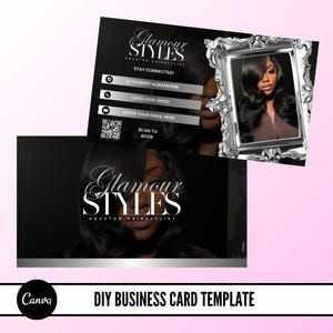 Design de cartão de visita de cabelo faça você mesmo, tecnologia de unhas, modelo de Canva faça você mesmo, marca de cabeleireiro, cílios, cartões de marca de negócios de beleza, cabelo, maquiagem