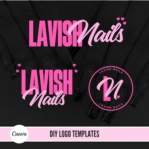 Sjabloon DIY-logo, bewerkbaar Canva-logosjabloon, schoonheidsbedrijfslogo, Submark-logo, nagellogo, wimperslogo, haarlogo, MUA Makeup-logo